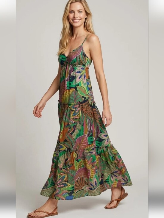Gianni Bini Dresses & Skirts - Gianni Bini  Tropical Floral Cotton Tiered Maxi Dress Nwt